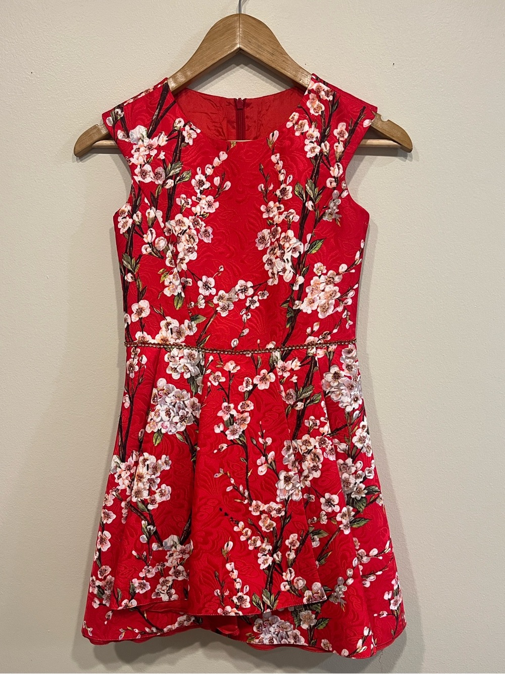 Girls' Red Floral Fit & Flare Dress